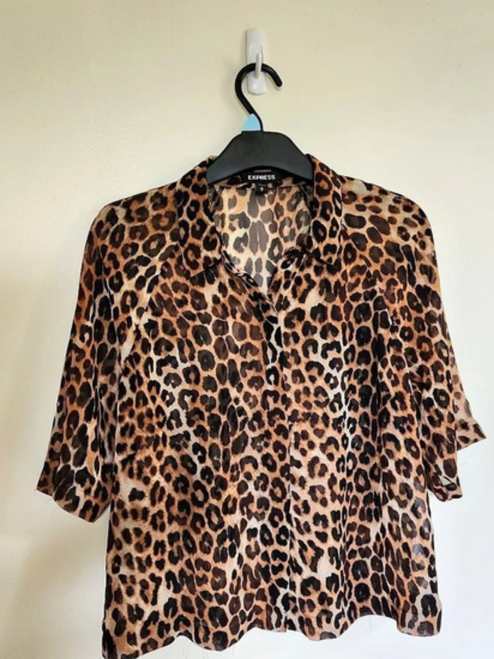 Express Leopard Print Button Down Shirt